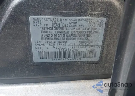 2018 Nissan Sentra Sv z USA, uszkodzony, nr VIN 3N1AB7AP7JY220376